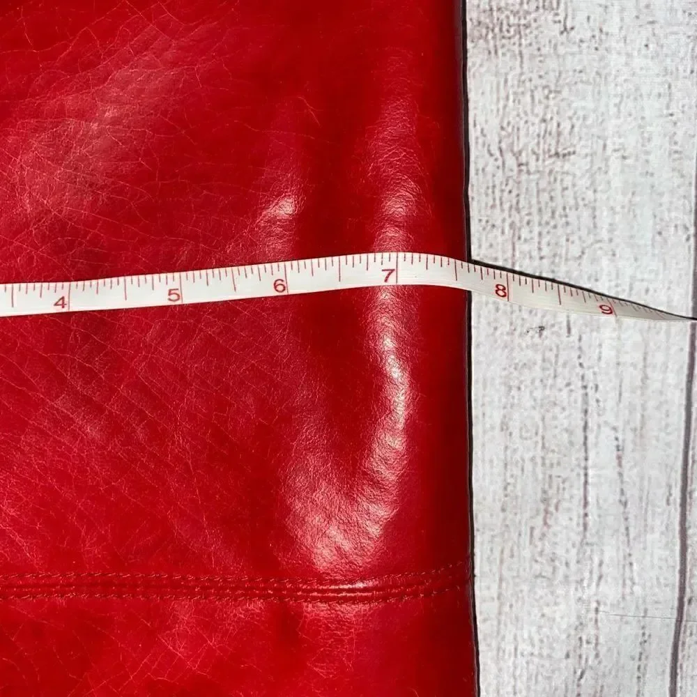 Clutch purse with wrist strap, zipper closure red